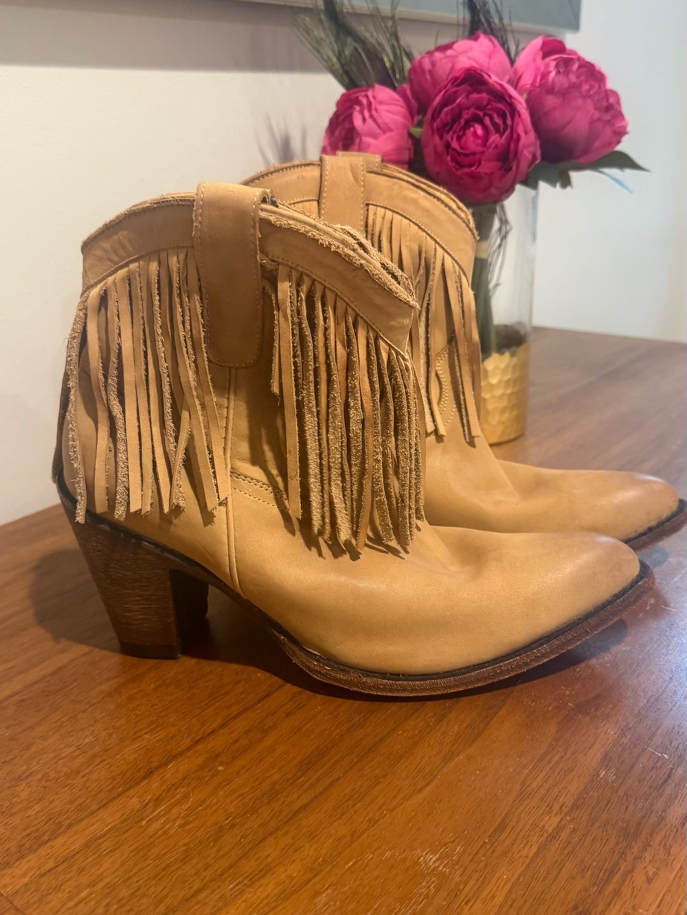 Overland NEW! Fringe Suede Ankle Boots - Tan Women’s Fashion Boot